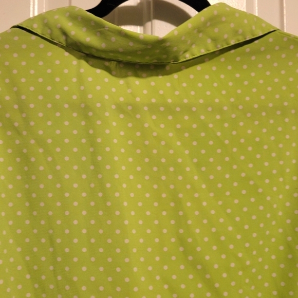 Apparenza Lime Green and White Polka Dot Blouse 3x Pre-owned - Picture 5 of 8